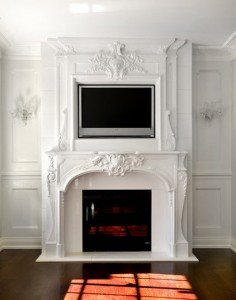 limestone fireplace mantel