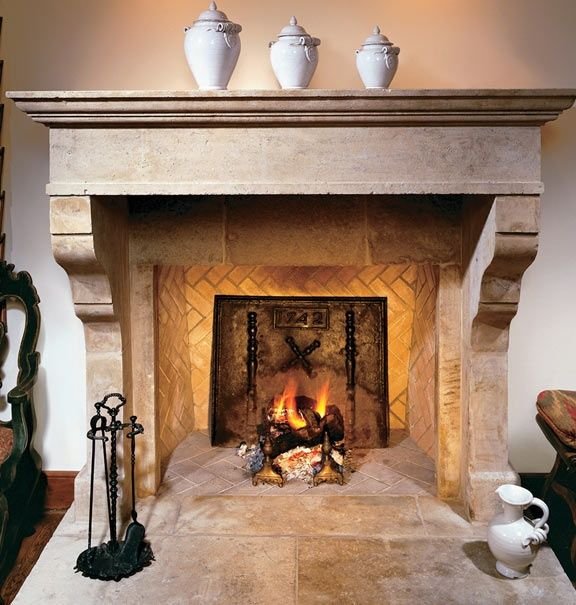 French Limestone Mantel 